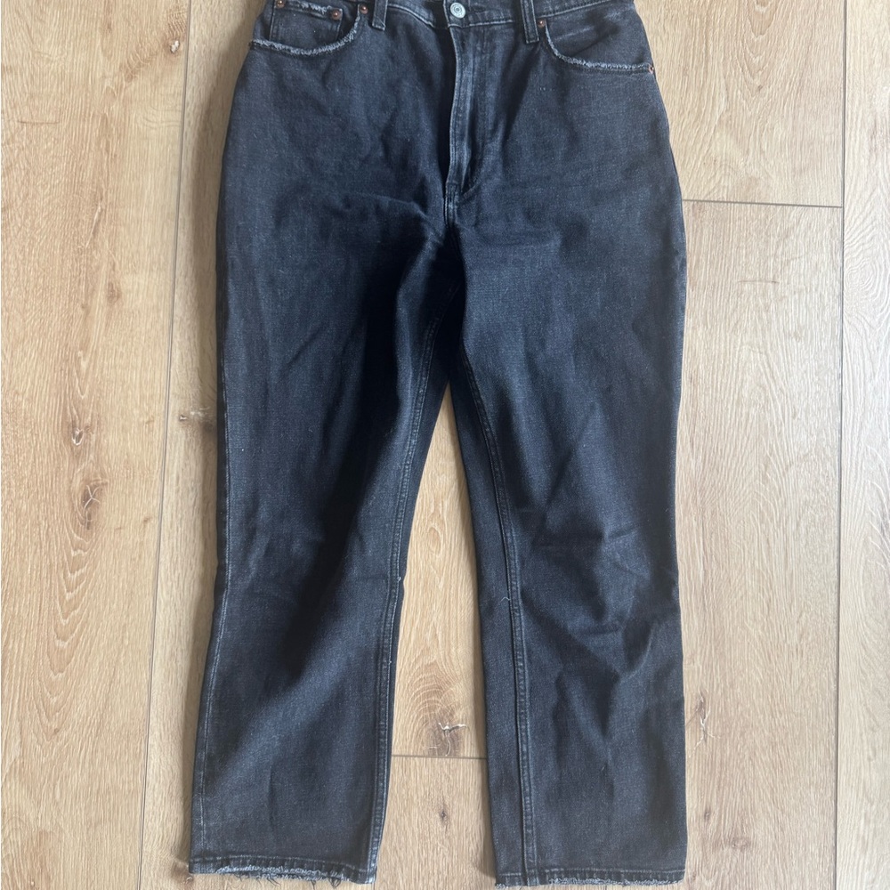 Abercrombie & Fitch Curve Love Ankle Straight Ultra High Rise Black Jeans